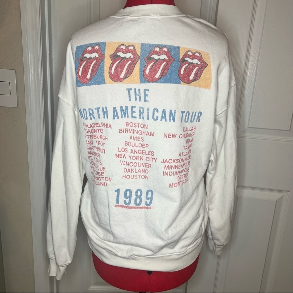 Daydreamer Rolling Stones USA Tour 89 Crewneck Sweatshirt White Women XS - Picture 4 of 10